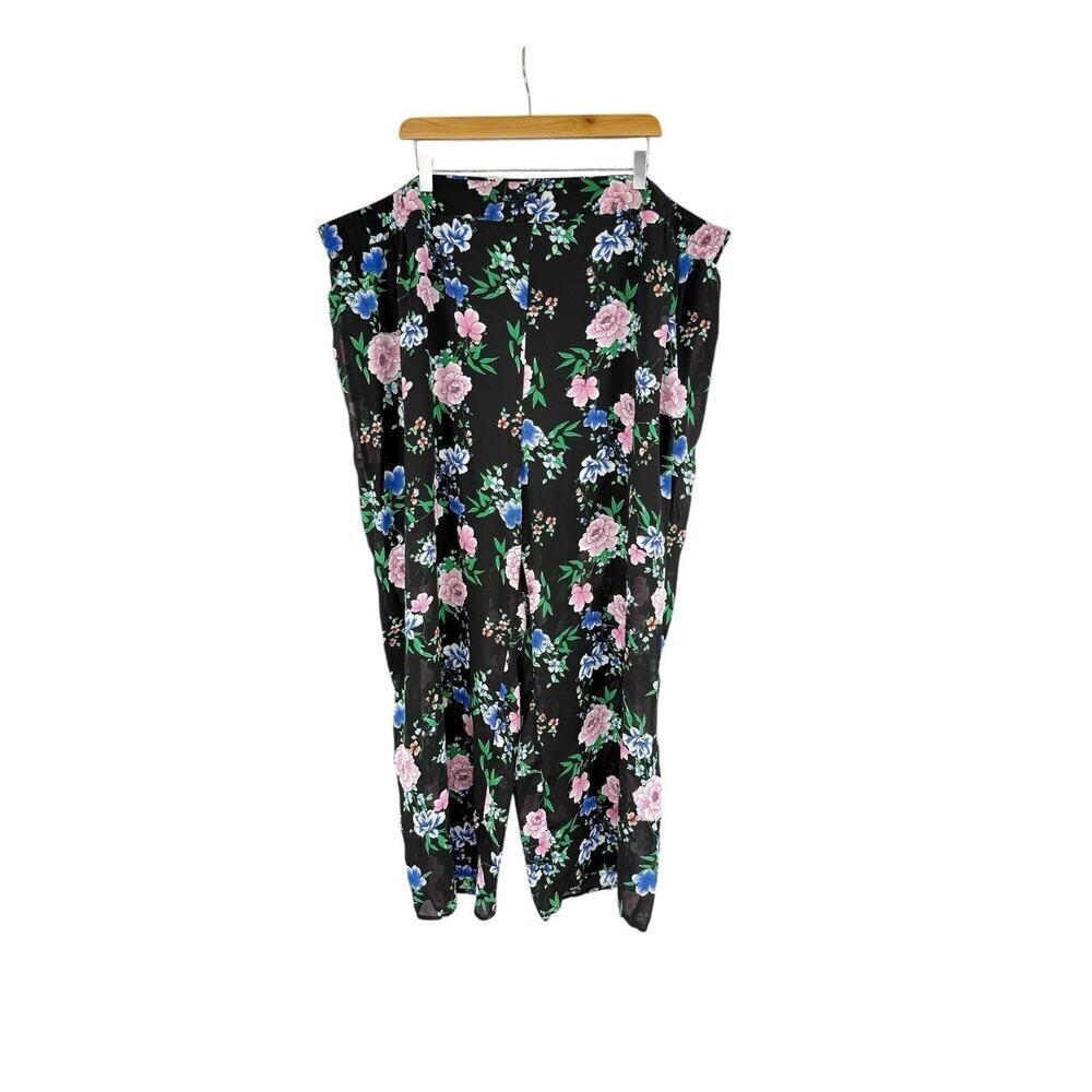 Torrid Black Floral Chiffon Pull On Pants Or Swim Cover Womens Plus Size 5 / 5XL